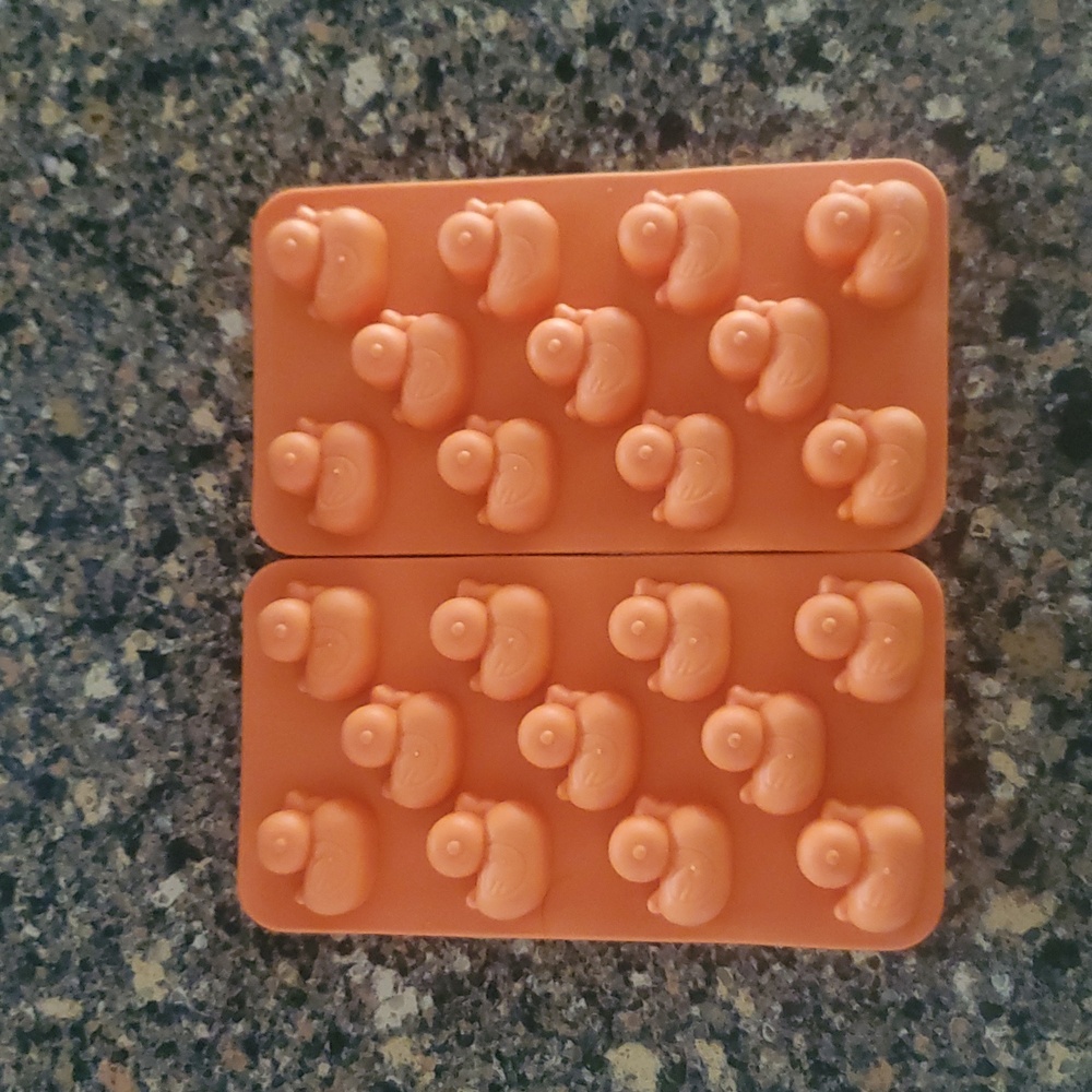 Orange Silicone Rubber Duck Ice Cube Trays- Set Of 2